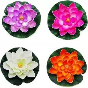 4Pc 인공 꽃 수련 폼 연꽃 연못 장식용 파티오 정원 풀 액세서리 창의적인 식물 및 랜덤