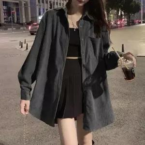 친절한탄씨 여성 스트라이프 오버핏 루즈핏 롱 셔츠 여성셔츠 스트라이프셔츠 오버핏셔츠 루즈핏남방