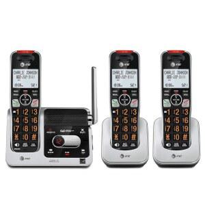 AT&T BL102-3 DECT 6.0 가정용 3 핸드셋 무선 전화기(응답기 포함), 통화 차단, 발신자 ID 아나운서, 오디오 지원, 인터콤 등 타의 추종을 불허하는 범위, 실버 / 블랙