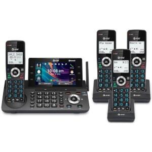 AT&T 4핸드셋 DECT 6.0 무선 홈 및 비즈니스 전화, 응답기, 5인치 컬러 디스플레이, 원터치 바로가기, 컨퍼런스, 인터콤, 스마트 통화 차단기, 블루투스 셀 연결: DLP73490