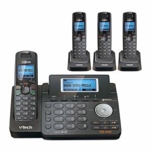 VTech DS6151-11 DECT 6.0 2라인 확장형 무선 전화기 + (3) DS6101-11 액세서리 핸드셋, 블랙