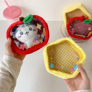 가방밑판 빨간 사과 가방 귀여운 예쁜 감성 보관 PVC 인형 배낭 투명 학생 패션