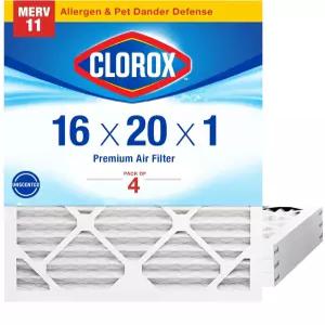 Clorox 16x20x1 공기 필터 먼지 꽃가루 및 반려동물용 MERV 11 주름 HVAC 용광로 MPR 1000 FPR 7 4팩