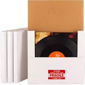 12 LP 메일러 12.8 L x W 1 H 비닐 레코드 배송 상자 깨지기 쉬운 스티커가 있는 흰색 골판지 앨범 우편함