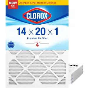 Clorox 14x20x1 공기 필터 먼지 꽃가루 및 반려동물용 MERV 11 주름 HVAC 용광로 MPR 1000 FPR 7 4팩