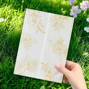 다두두 벨룸 재킷 5x7 봉투 사전 접힌 종이 금박 꽃무늬 랩 청첩장 키트 슬리브 액세서리 골드 로즈 100
