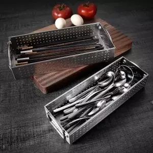 물빠짐 스텐 수저 트레이 수저통 수저함 보관함 중형 물빠짐 스텐 (WBA0EE3)