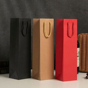 10PCS 레드 와인 크리스마스 종이 팩 크래프트 Drawstring 핸드 가방