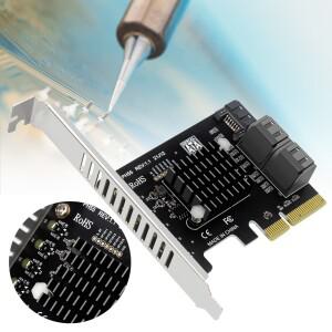 스피커 PCIe-5포트 SATA3.0 확장 카드 Jmb585 칩 컨트롤러 Windows/Linux/OS용 캐스케이드 트림을 지원합니