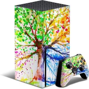 디자인 스킨즈 추상 컬러풀 수채화 비비드 트리 V3 전신 커버 랩 비닐 데칼 키트 Microsoft Xbox 360