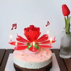 멜로디 연꽃 생일 축하 폭탄 회전 촛불 꽃 초 5color 생일촛불 (WD7C398)