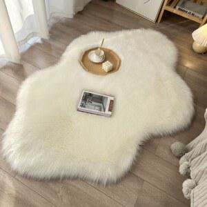 흰색 플러시 구름 앞 사계절 작은 워셔블 화이트 60x90cm 거실카페트 거울