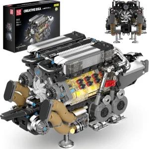 몰드 킹 W16 엔진 장난감 빌딩 세트 모델 키트 모터가 장착된 V8 미니 스케일 작동하는 10131 STEM DIY