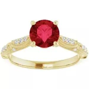 1.5 CT 빅토리아 루비 약혼 반지 화이트 골드 빈티지 레드 다이아몬드 아르데코 채텀 밀그레인 비즈 세트