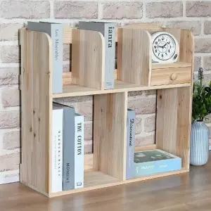 원목드림2단책꽂이 책정리대 서랍 원목책꽂이 삼나무책꽂이 (WD6CA59)