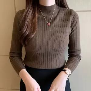 여성 여자 골지 반폴라 반목 티셔츠 목폴라 폴라티 (WB1B753)