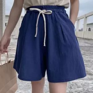 5부 4부 린넨 밴딩 면마 와이드 반바지 seten 여성반바지 치노팬츠 (WC743D6)