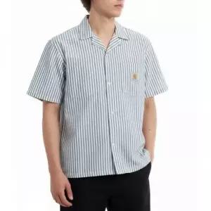 칼하트 MUST IT_ 윔 26SS SS LEAVEL SHIRT I036203 3K5XX) 리벨 스트라이프 반팔 셔츠)