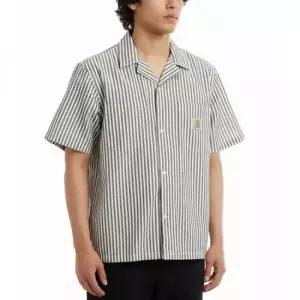 칼하트 MUST IT_ 윔 26SS SS LEAVEL SHIRT I036203 3K4XX) 리벨 스트라이프 반팔 셔츠)