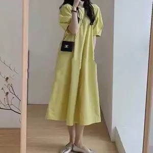 [하프클럽/셀러허브_여성트랜드패션]퍼프소매 롱 원피스 내추럴 미시룩 A라