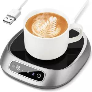 커피 머그 워머 3템프 터치 컨트롤이 가능한 책상용 USB 컵 차 우유용 10W 고속 히팅 패드 8시간 자동 꺼짐