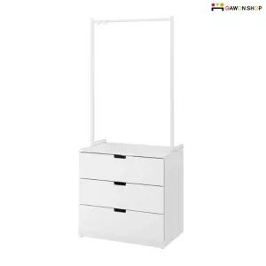 NORDLI 행거가 있는 3칸 서랍장/미니 드레스룸 (80x192cm)/수납장