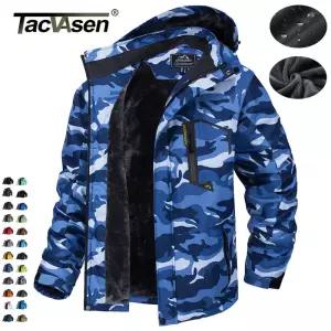 TACVASEN 양털 안감 마운틴 재킷 남성 하이킹 야외 탈착식 후드 코트 스키 스노우 보드 파카 겨울 아웃웨어