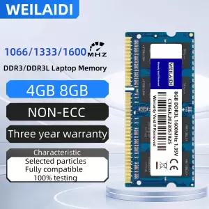 DDR3 4GB 1066 1333 1600MHZ Som RAMPC3L12800s 메모리 204Pin 1.35V/1.5V CL11 노트북 비 ECC 버퍼링되지
