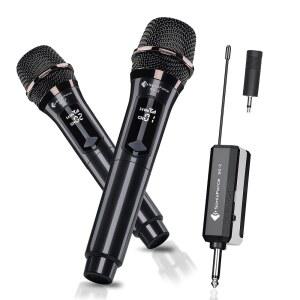 SonixForce 무선 마이크 - 리시버가 장착된 충전식 듀얼 핸드헬드 다이내믹 240피트 범위 노래, 말하기, 회의 및 파티 이벤트를 위한 노래방
