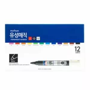 유성 IV85KY55 매직 12색 세트 그림펜 컬러유성매직 유성매직세트 두꺼운사인펜 매직펜