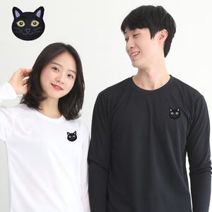 기능성 쿨론 라운드 긴팔 고양이 자수 쿨 티셔츠