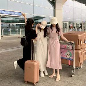 (국내제작)(공항룩/문의폭주) 썸머 쿨 반팔 롱 원피스 여름 op12215