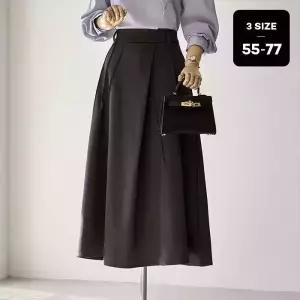 [커스텀에이블] [55-77]핀턱 A라인 롱스커트_T2504SK603A