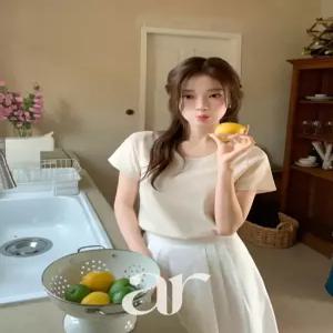 (국내제작)(MADE/쿨링/기능성코튼) 아워 쿨에버 탄탄 U넥 반팔 티셔츠 ts3774