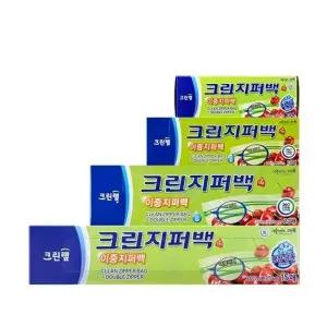 [크린랩] 이중 지퍼백 미니 20매+소 20매+대 20매+특대 15매 4종 세트