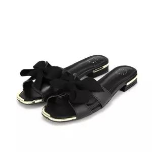 바바라슈즈 [본사운영] 바바라 소가죽 나비 리본장식 여성 플랫 샌들 2cm_BBH365