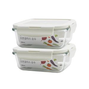 락앤락 오븐글라스 순수 380ml (2개) 유리용기 냉동밥 보관 밀폐 유리 반찬통 김치통 밥 요거트 오븐 전자레인지 냉동실 소분 용기