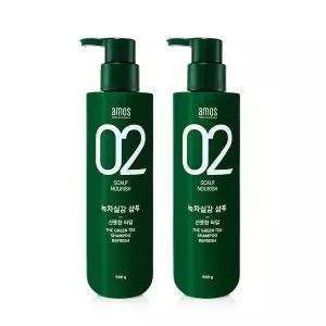 [NS홈쇼핑]아모스 녹차실감 샴푸 지성용 500g (산뜻한타입) 1+1 (C)[35605118]
