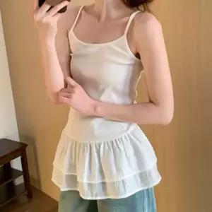 프릴 레이어드 나시 이너 민소매 레이스 밑단 4계절 티셔츠 여자 원피스 [P6212]