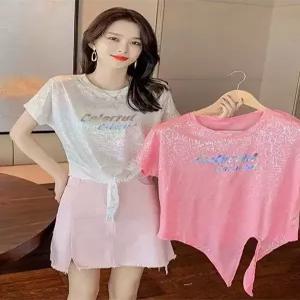 라인 상의 댄스복 반짝이 줌바 공연복 댄스탑 댄스티