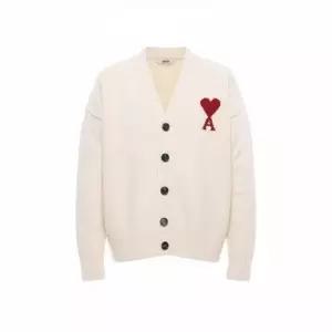 아미 25FW 남성 하트 로고 울 가디건 UKC367 018 154 M 25F)
