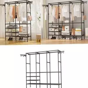 다용도 행거 공간활용 기둥형 스탠드 조립식 옷장 17CM 원룸 철제 옷걸이 수납형 시스템 사이드 모듈형
