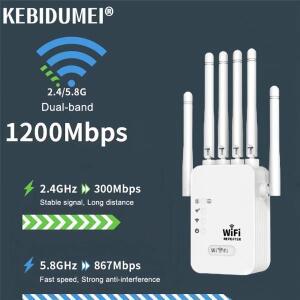 1200Mbps 무선 WiFi 리피터 기 부스터 2.4G/5G 네트워크 증폭기 360 ° 소규모 을 위한 풀 커버리지 호