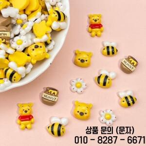 20개 레진 미니 곰돌이 푸 꿀벌 네일 참 아트 플랫백 아크릴 피규어 DIY 스크랩북 데코 공예
