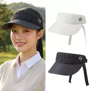 볼빅 여성용 셔링 포인트 리본 바이저 썬캡 골프모자