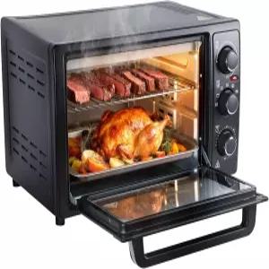 34QT 32L 컨벡션 토스터 오븐 1 500W 카운터탑 전기 로티세리 탈수 기능 60분 타이머 12인치 피자 대용량