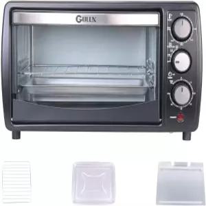 GOLUX GT12 블랙 카운터탑 토스터 오븐 12L 컴팩트 소형 1200W 4조각 4가지 조리 모드 60분 타이머 및 조절
