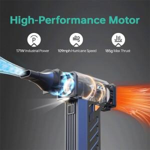KiCA Jet Fan Ultra 무선 에어 더스터 강력한 전동 블로어 LED 라이트 탑재 휴대용 충전식 청소 도구