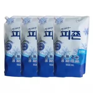 (1600ml 4개) 피죤 블루비앙카/리필용/섬유/유연제/대용량/피존/리필/린스/어린이집/학교/기숙사/향균제