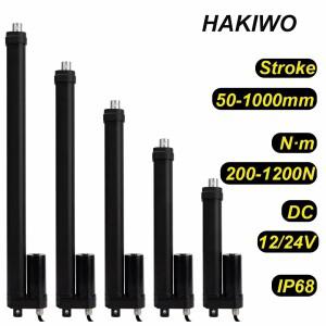 HAKIWO 12V 24V IP68 선형 액추에이터 1200N 50mm 100mm 스트로크 태양 전지 패널 컨디셔닝 창 열기 40mm/s